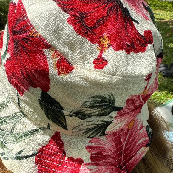 Hawaiian Barkcloth Cotton Hat Summer Hibiscus Size Medium - Picture 5 of 10